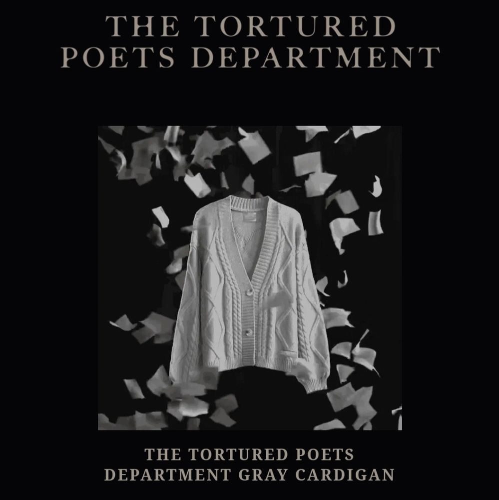 Taylor Swift The Tortured Poets Department Grey Cardigan TTPD XL/XXL